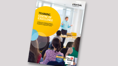 An image of a brochure, which depicts a trainer addressing a classroom