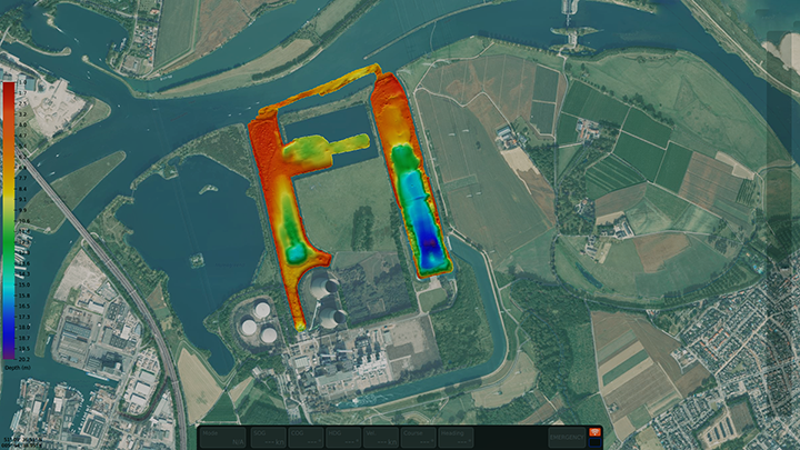 multi-colored digital scan of a power plant