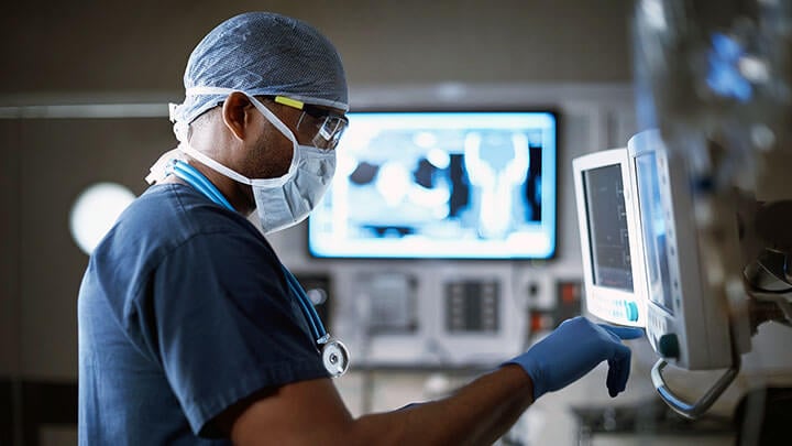 Medical expert woring within hospital environment