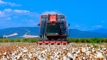 harvester in field