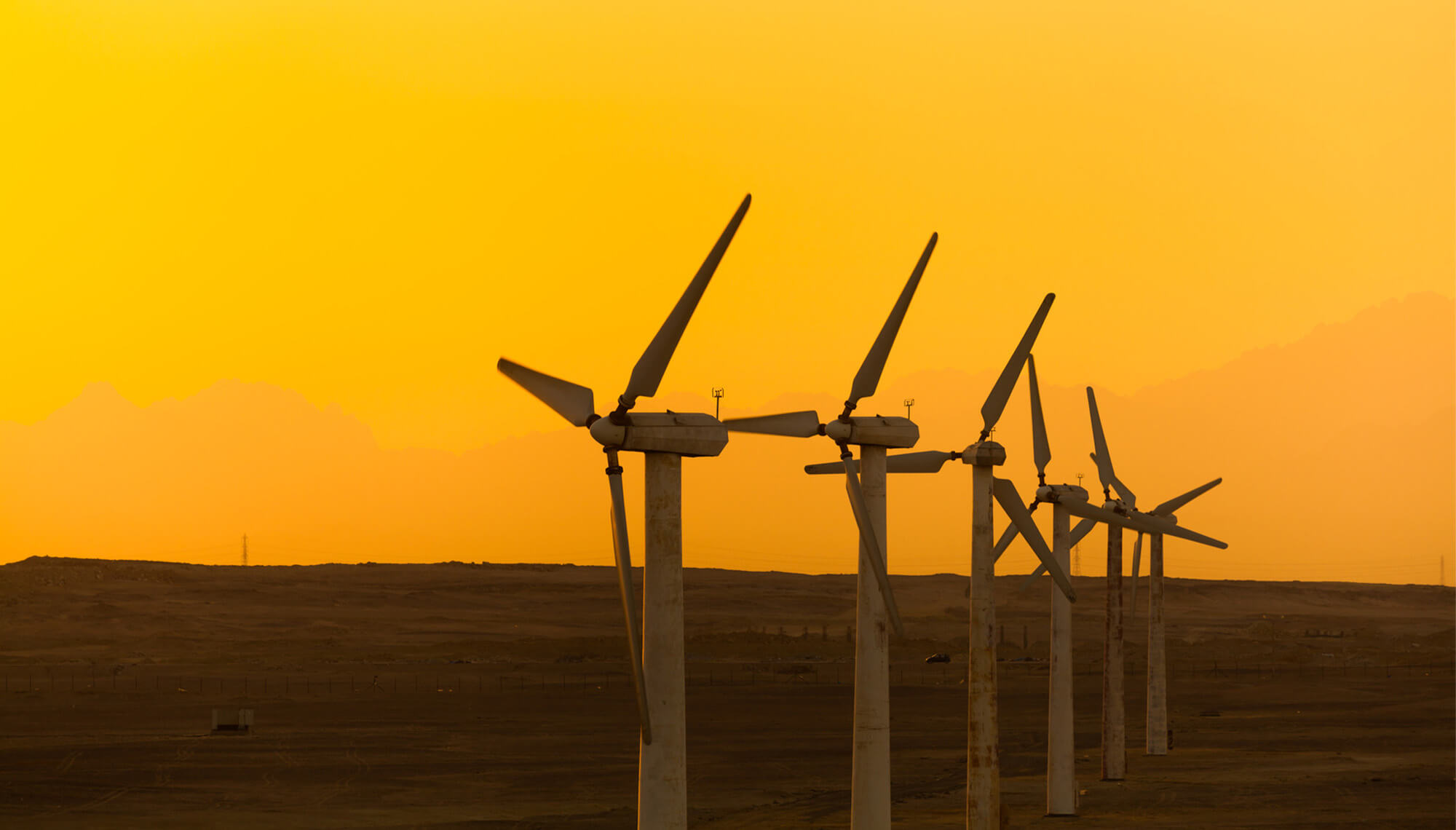 wind turbines dusk environment