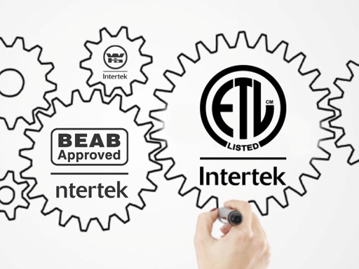 Intertek Product Certification Marks inside clipart of gears